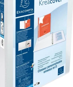 Exacompta Kreacover 30 mm Elastomap PP (Polypropeen) A4 4 Ringen Wit 51842E 10 Stuks