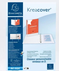 Exacompta Kreacover 20 mm Elastomap PP (Polypropeen) A4 4 Ringen Wit 51841E 10 Stuks
